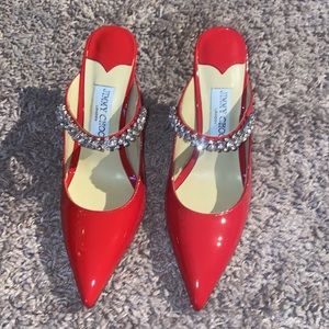 Jimmy Choo
Bing Embellished Patent Leather Mules